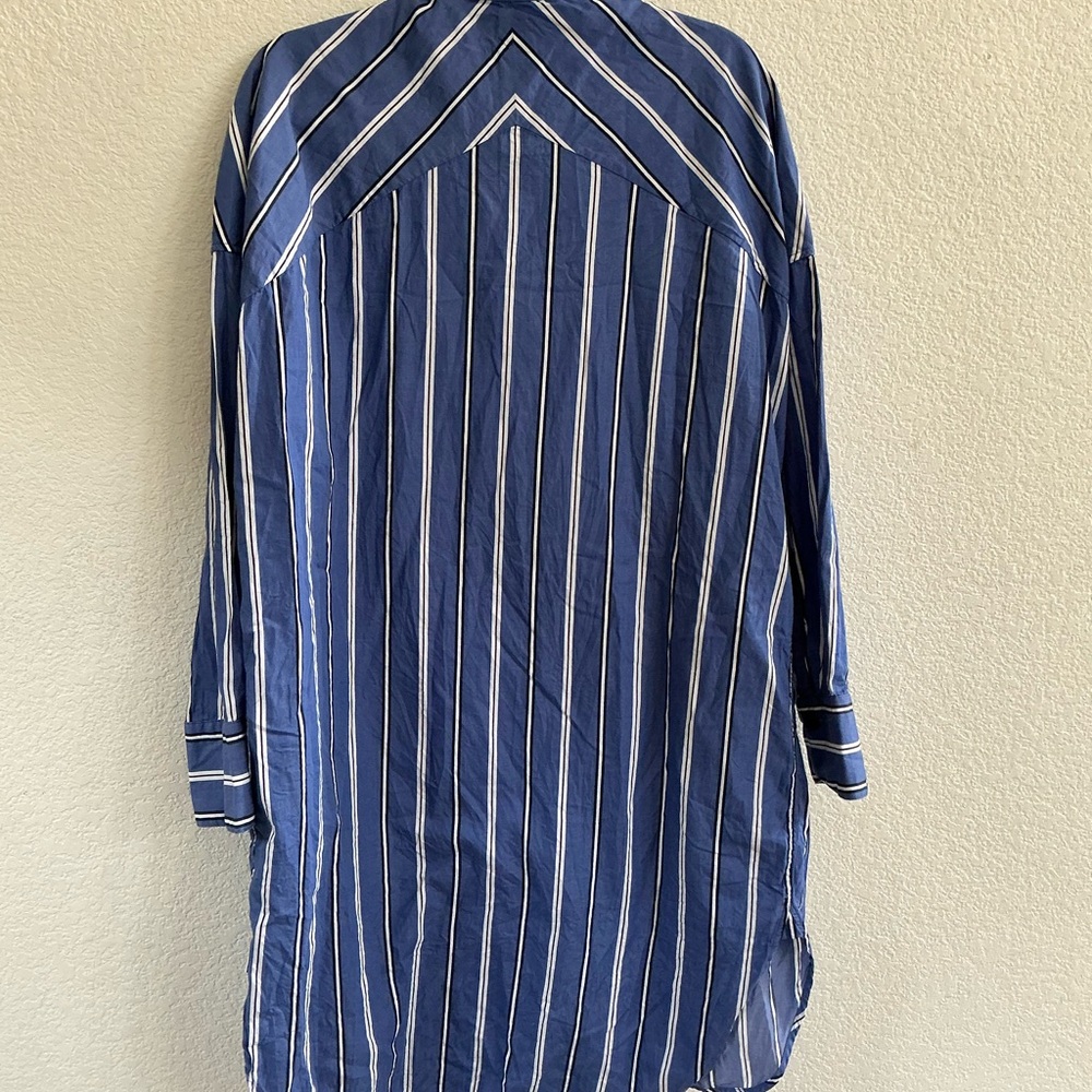 Rag and bone blue white, black striped shirt, dress long sleeve size medium - Picture 5 of 9